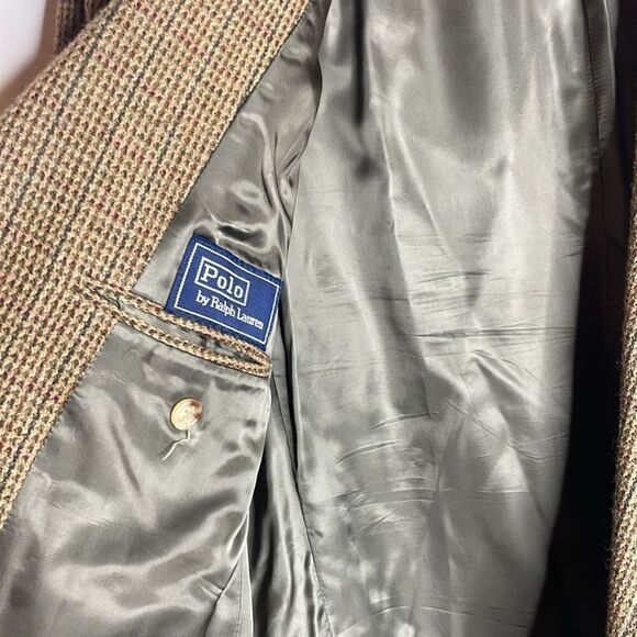 Vintage Polo Ralph Lauren brown Tweed Sport Coat 46 Long Blazer - Picture 5 of 7